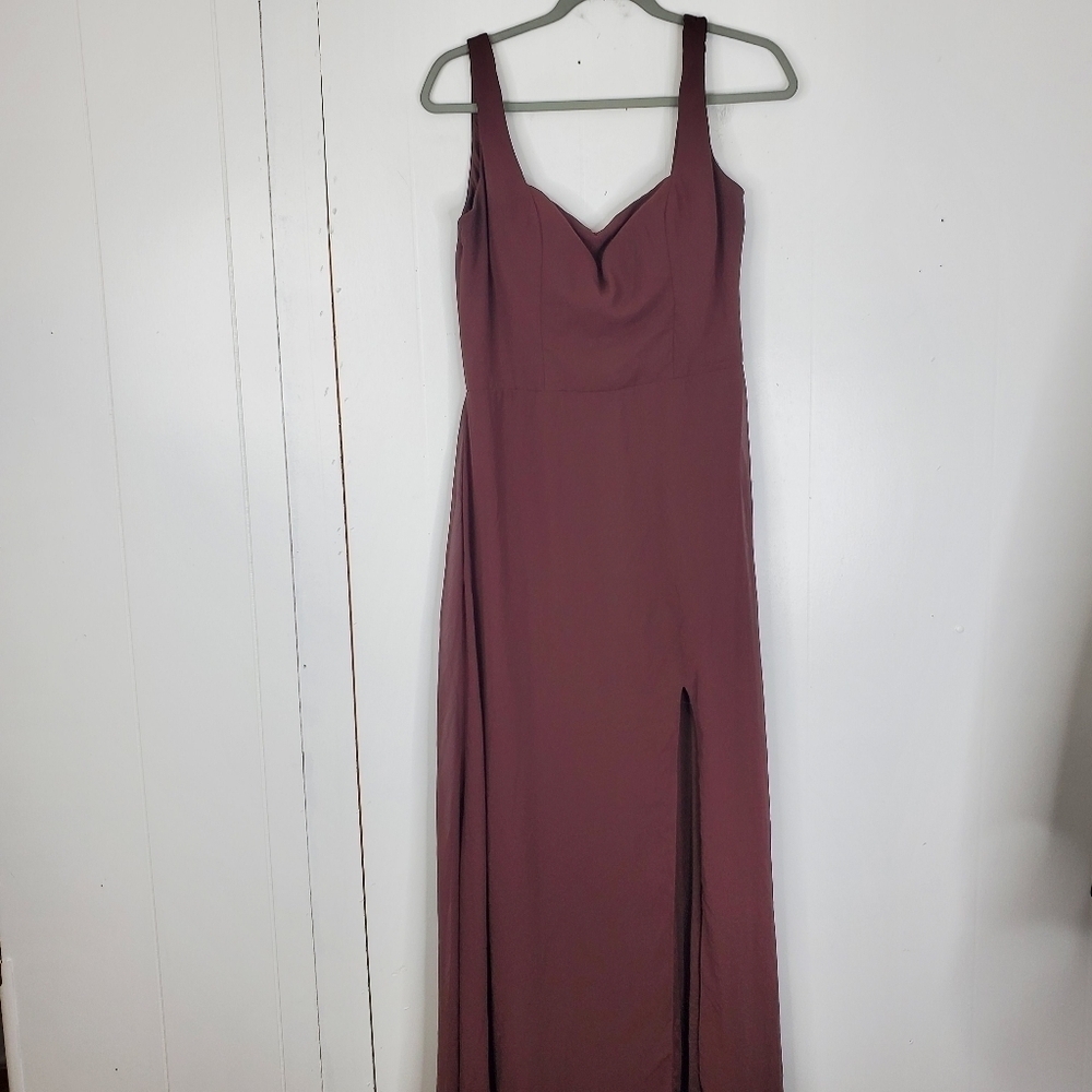 Kennedy Blue Jay Bridesmaid Dress Burgundy Chiffon A Line High Slit Womens 8